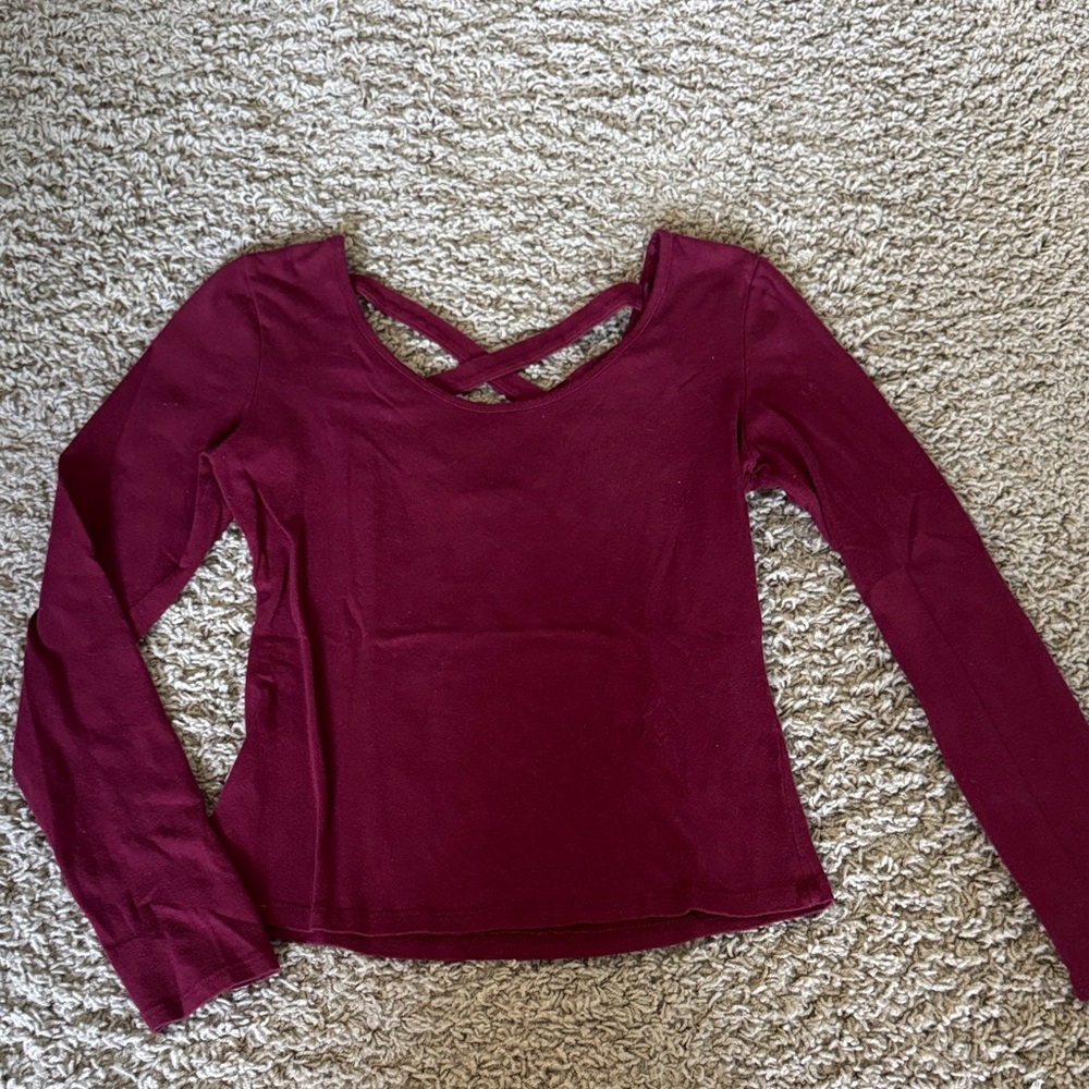 Charlotte Russe Deep Red Long Sleeve Bodysuit